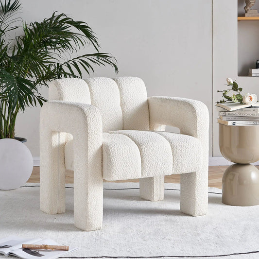 31.10-Inch Boucle Upholstered Accent Chairs, cream boucle fabric, set of 3 on Tampa Home & Garden Store