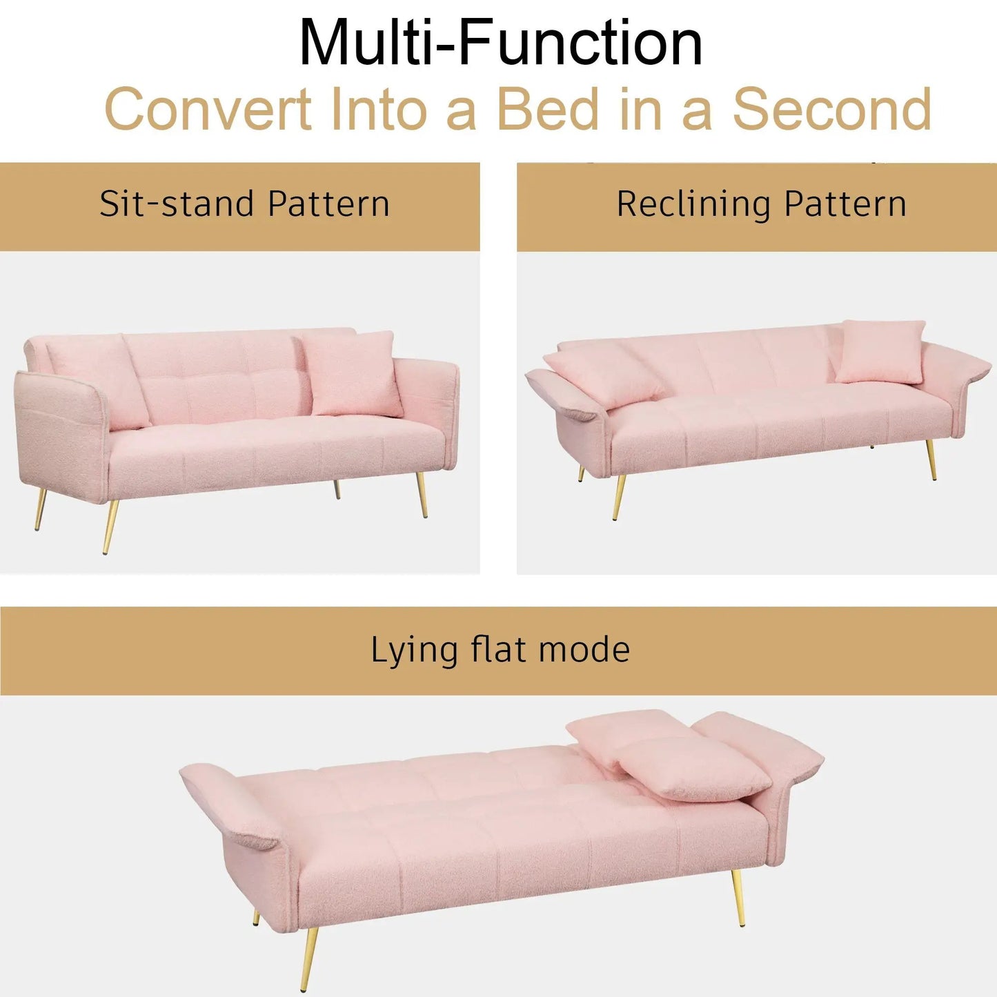 Pink 70 Inch Teddy Velvet Sofa Futon pink velvet upholstery, VIP Digital Presence on Tampa Home & Garden Store