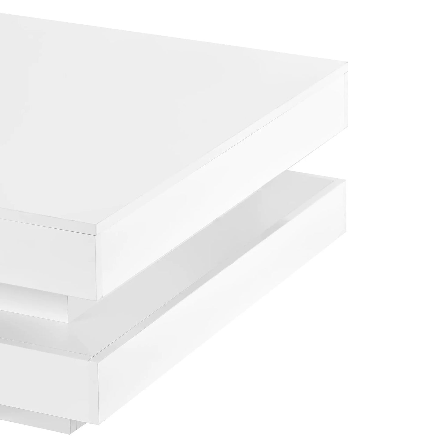 On-Trend White Gloss 2-Tier Coffee Table with LED, white glossy finish, two levels on Tampa Home & Garden Store