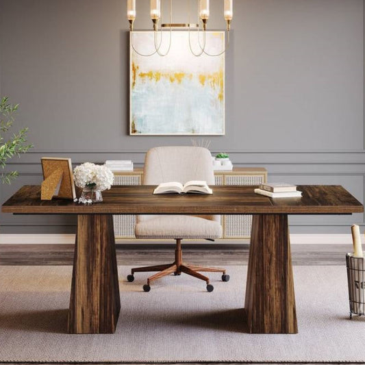 63" modern executive desk, chair, and decorative elements.