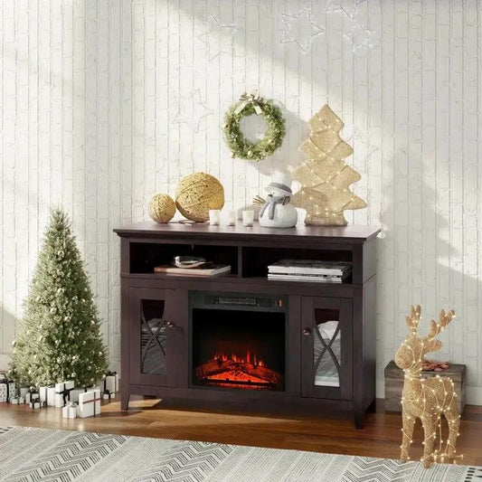 Espresso Electric Fireplace Mantel TV Stand HomePacific wood cabinet with built-in fireplace on Tampa Home & Garden Store