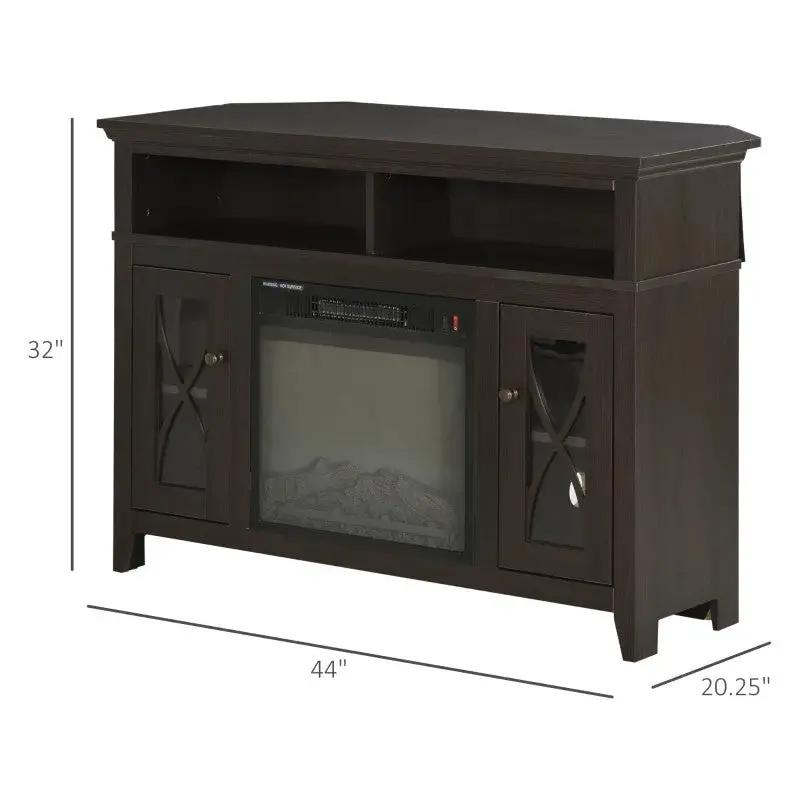 Espresso Electric Fireplace Mantel TV Stand w/ Adjustable Shelves 2 Storage Cabinets - Tampa Home & Garden Store