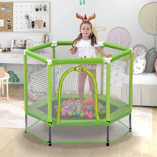 Toddlers Trampoline with Safety Enclosure Net by VIP Digital Presence bright green frame on Tampa Home & Garden Store