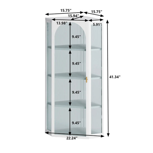 Glass door corner cabinet white four-tier wall-mounted bathroom cabinet VIP Digital Presence on Tampa Home & Garden Store