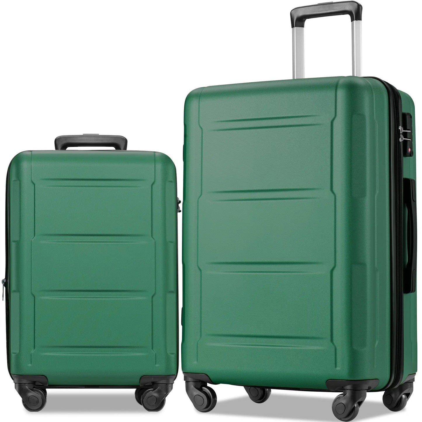 Expandable spinner wheel 2-piece green luggage set with two suitcases on 4-wheel casters on Tampa Home & Garden Store