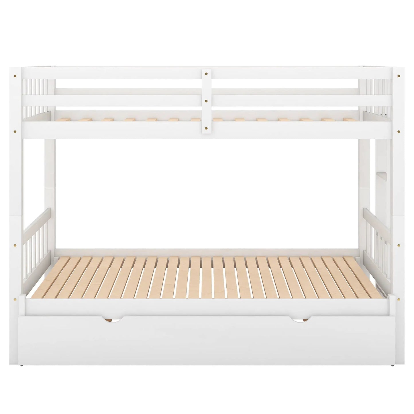 Twin over pull-out bunk bed with trundle in white; two sleeping surfaces with slatted bases on Tampa Home & Garden Store