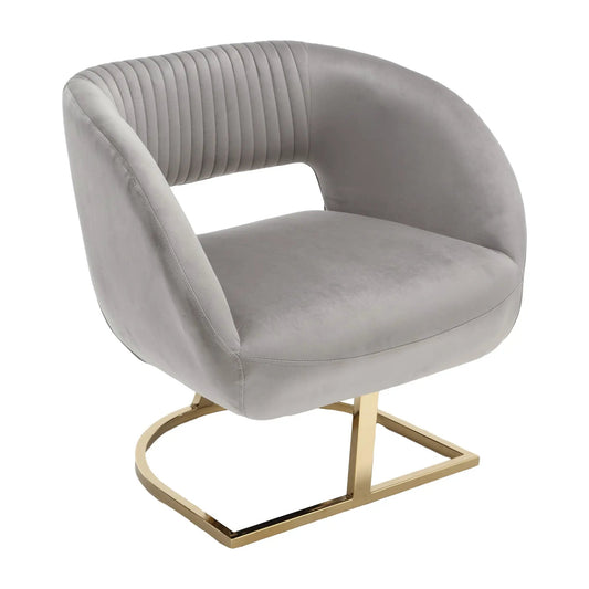 Coolmore Upholstered Tufted Living Room Chair in gray fabric with curved arms and gold base on Tampa Home & Garden Store