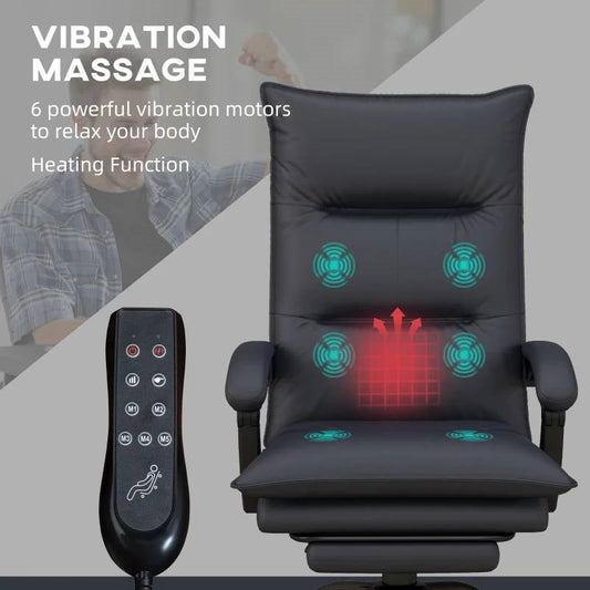 Double Padded Executive Heated Massage Chair charcoal with remote control for office use on Tampa Home & Garden Store