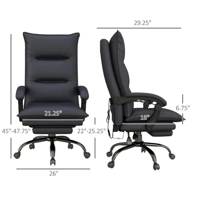Double Padded Executive Massage Heated Office Chair Charcoal - Tampa Home & Garden Store