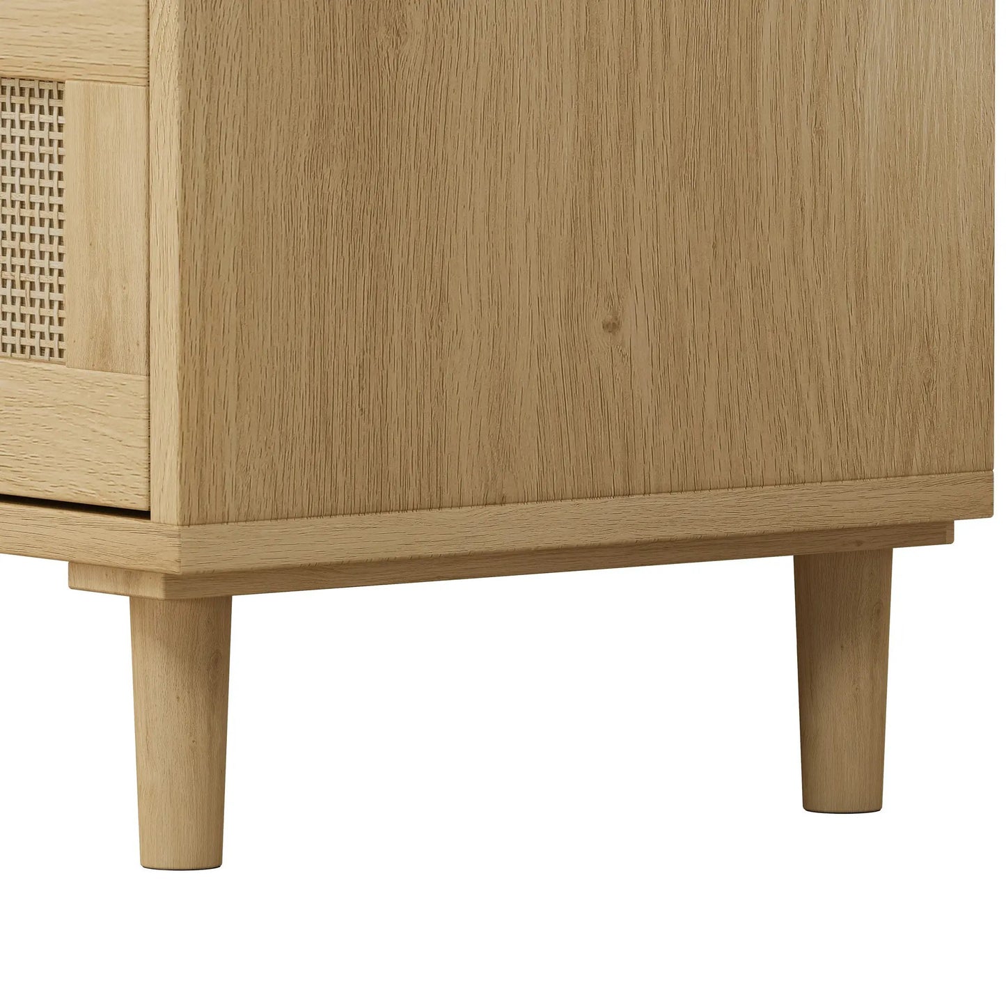 Oak wood 3-drawer rattan storage cabinet set of 2 with woven panel and sturdy legs on Tampa Home & Garden Store