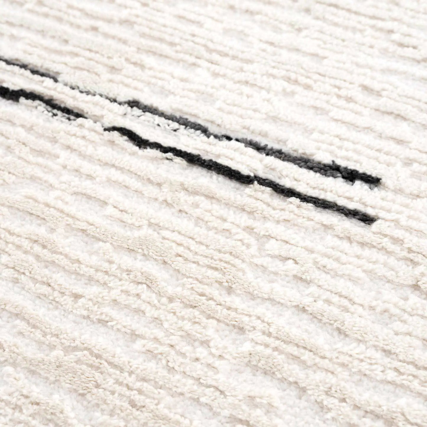 Riad rug white with black stripes, plush textured pile by Boutique Rugs on Tampa Home & Garden Store