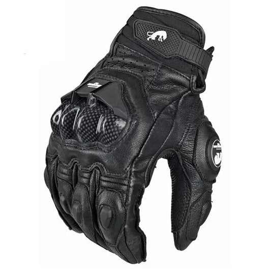 Genuine leather racing gloves for men, black with knuckle guards, VIP Digital Presence on Tampa Home & Garden Store