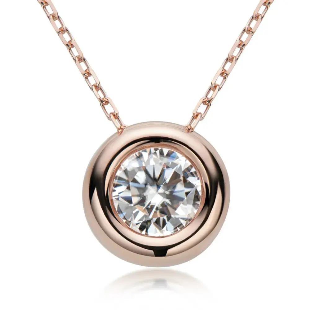 One Carat Moissanite Necklace rose gold-tone bezel pendant chain by VIP Digital Presence on Tampa Home & Garden Store