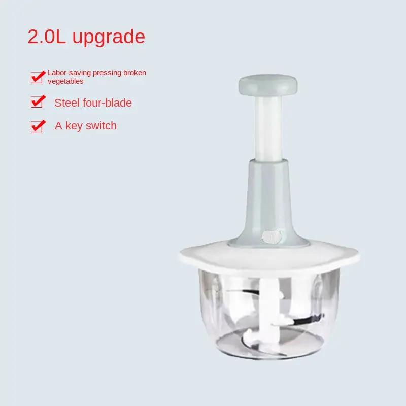 Garlic press and meat grinder baby food maker, white hand-crank chopper with clear bowl on Tampa Home & Garden Store