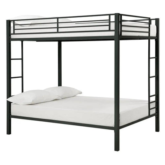 Full over Full Size Sturdy Black Metal Bunk Bed by HomePacific, metal frame with ladders on Tampa Home & Garden Store