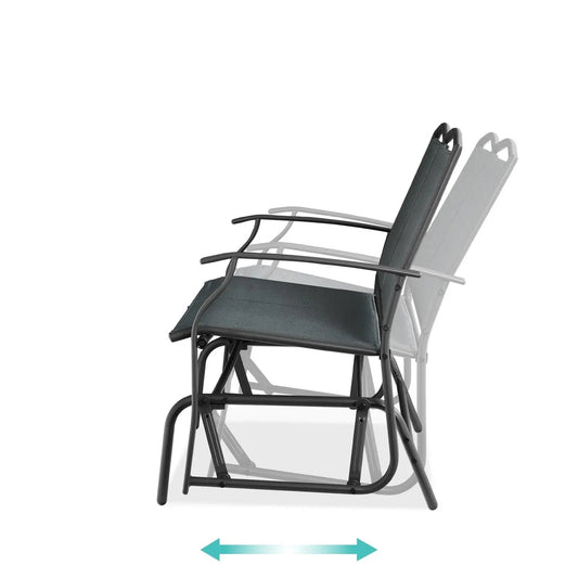 2 Seat Mesh Patio Loveseat Swing Glider Rocker with Armrests in Charcoal - Tampa Home & Garden Store