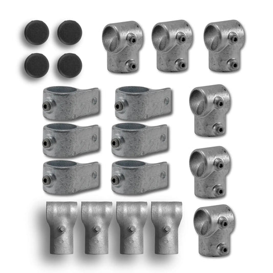 Bootstrap Farmer potting bench kit hardware: metal brackets and connectors with black caps on Tampa Home & Garden Store