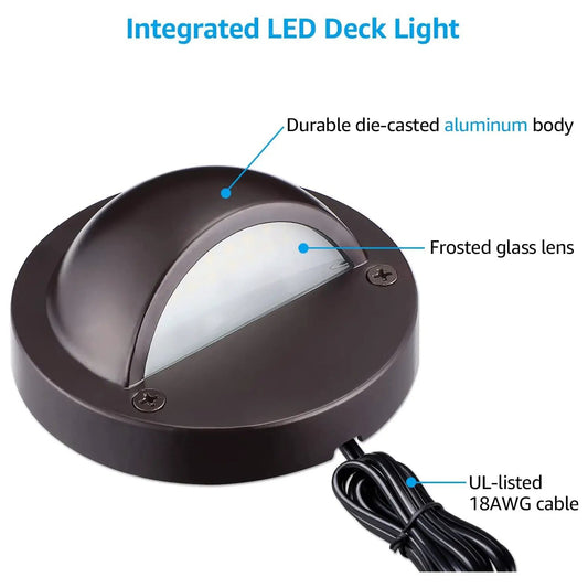 DLA01 12-Pack Brown 2.5W Low Voltage LED Outdoor Half Moon Deck Lights Package, 12V LED Step Fence Landscape Lights - Tampa soil911.com
