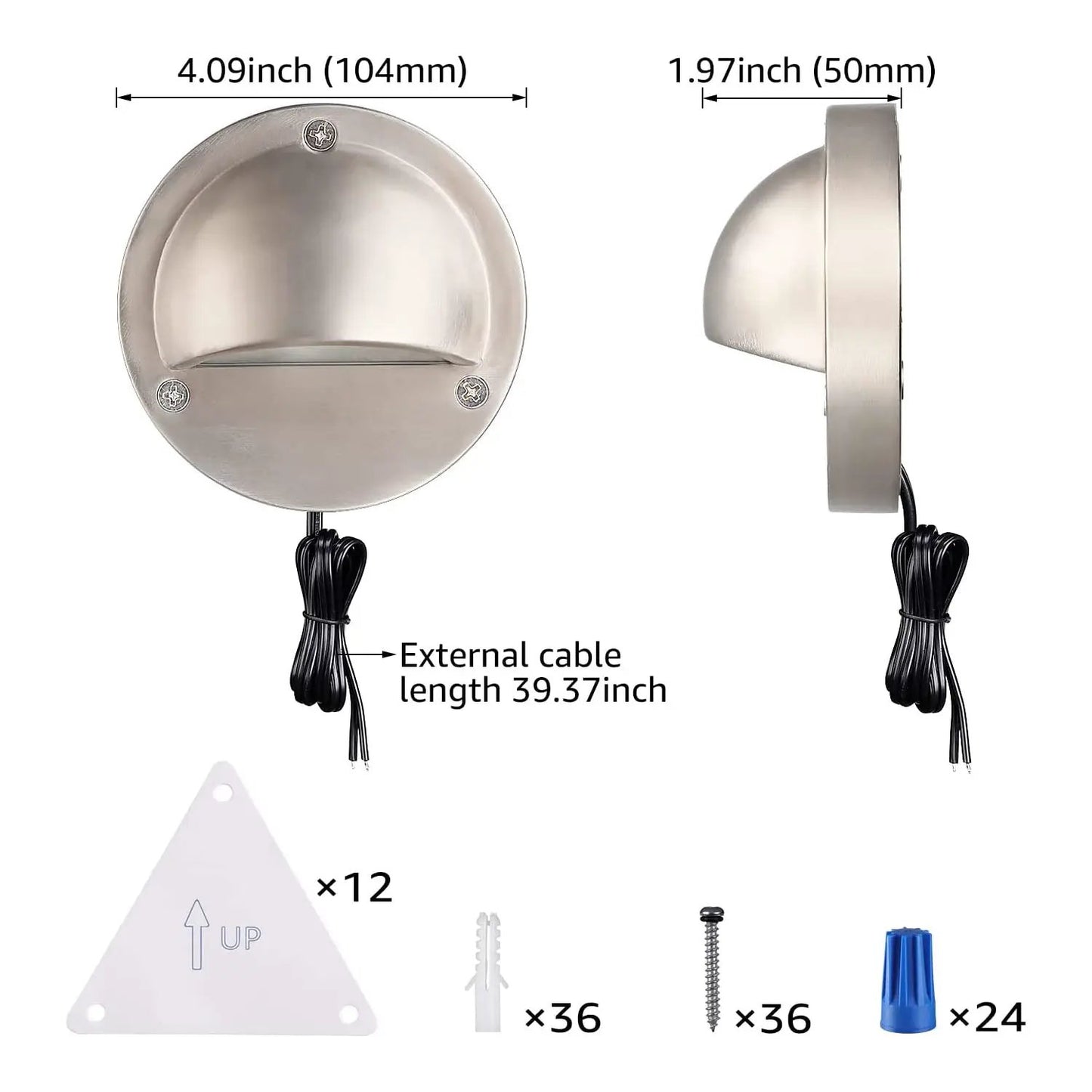 DLA01 12-Pack Satin Nickel 2.5W Low Voltage LED Outdoor Half Moon Deck Lights Package, 12V LED Step Fence Landscape Lights - Tampa soil911.com
