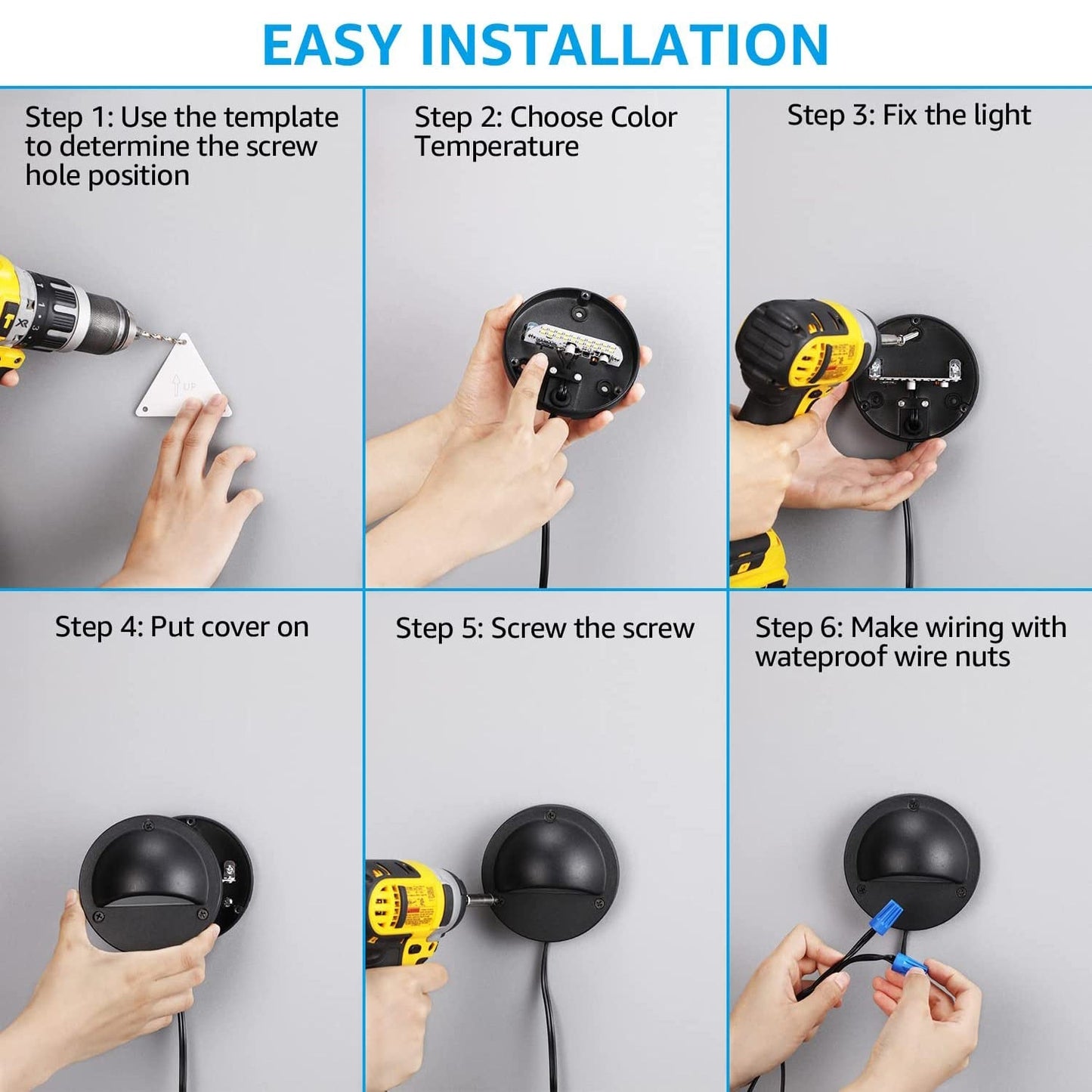 DLA03 6-Pack Black 2.5W 3CCT Low Voltage LED Outdoor Half Moon Deck Lights Package, 12V LED Step Fence Landscape Lights - Tampa soil911.com