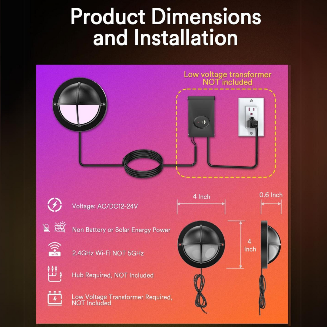 DLRA04 6 Pack 2.5W RGBCW Color Changing 2200K-6500K Round Waterproof LED Stairs, Fence, Deck Light Fixture - Tampa soil911.com