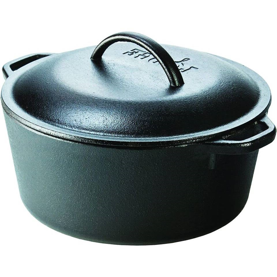 Juego de ollas de hierro fundido de 5 piezas con horno holandés, plancha y sartenes Hecho en EE. UU.