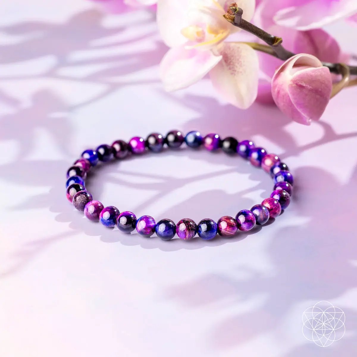 Bracelet Destiny Activator Galaxy tiger's eye 6mm beads in purple pink blue Conscious Items on Tampa Home & Garden Store