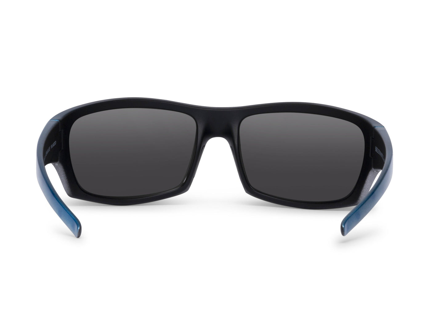 Renegade Mahi Mahi sunglasses by Skeleton Optics, black frame with blue temples and dark lenses on Tampa Home & Garden Store