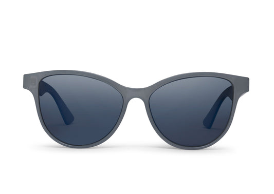 Mia Sage Translucent Gloss sunglasses by Skeleton Optics with gray translucent frames and blue lenses on Tampa Home & Garden Store