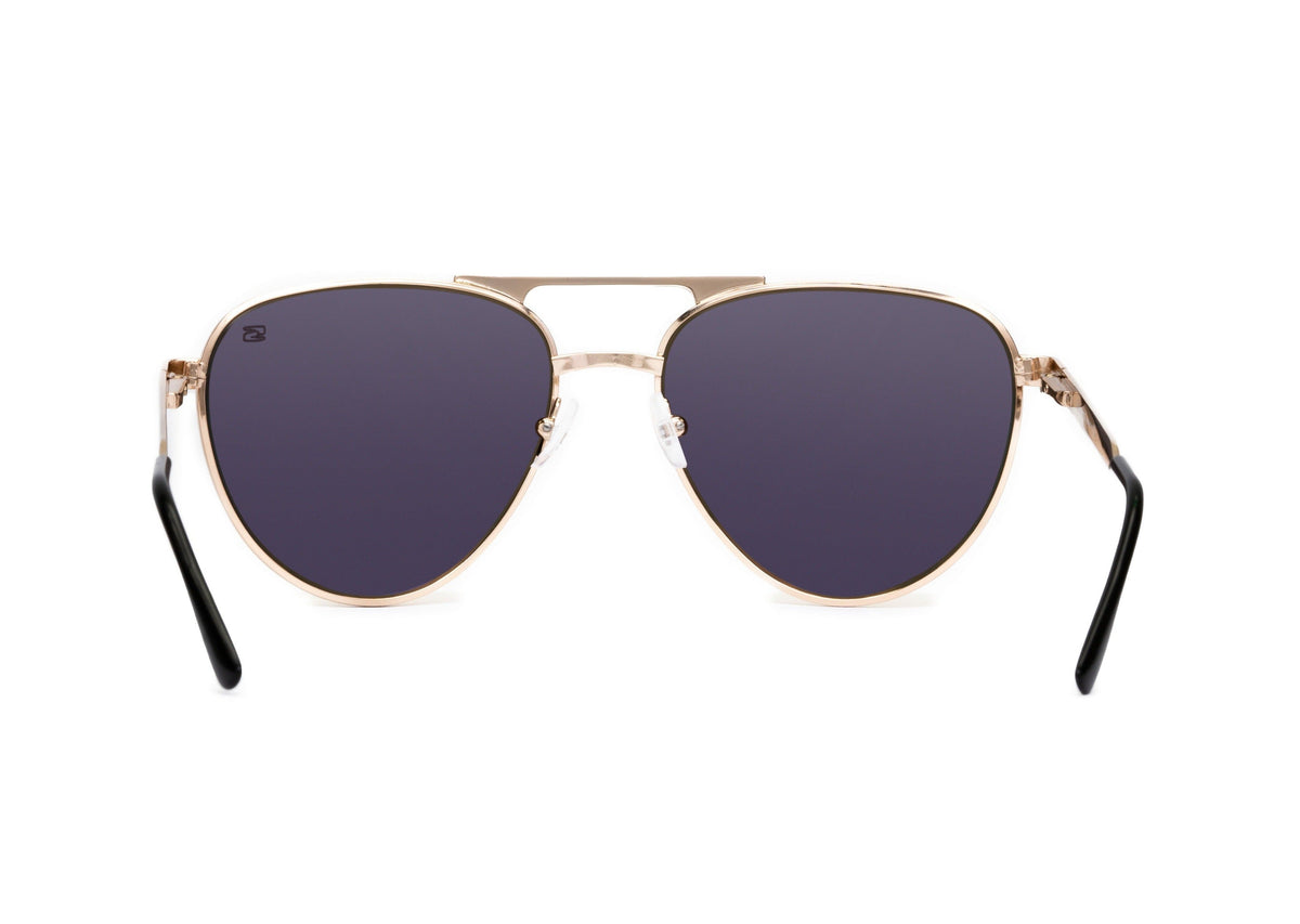 Dara Aviator Rose Gold Sunglasses by Skeleton Optics with dark lenses and slim metal frame on Tampa Home & Garden Store