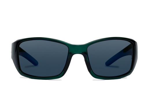 Flo Cobalto Gloss sunglasses by Skeleton Optics with emerald-green frame and dark lenses on Tampa Home & Garden Store