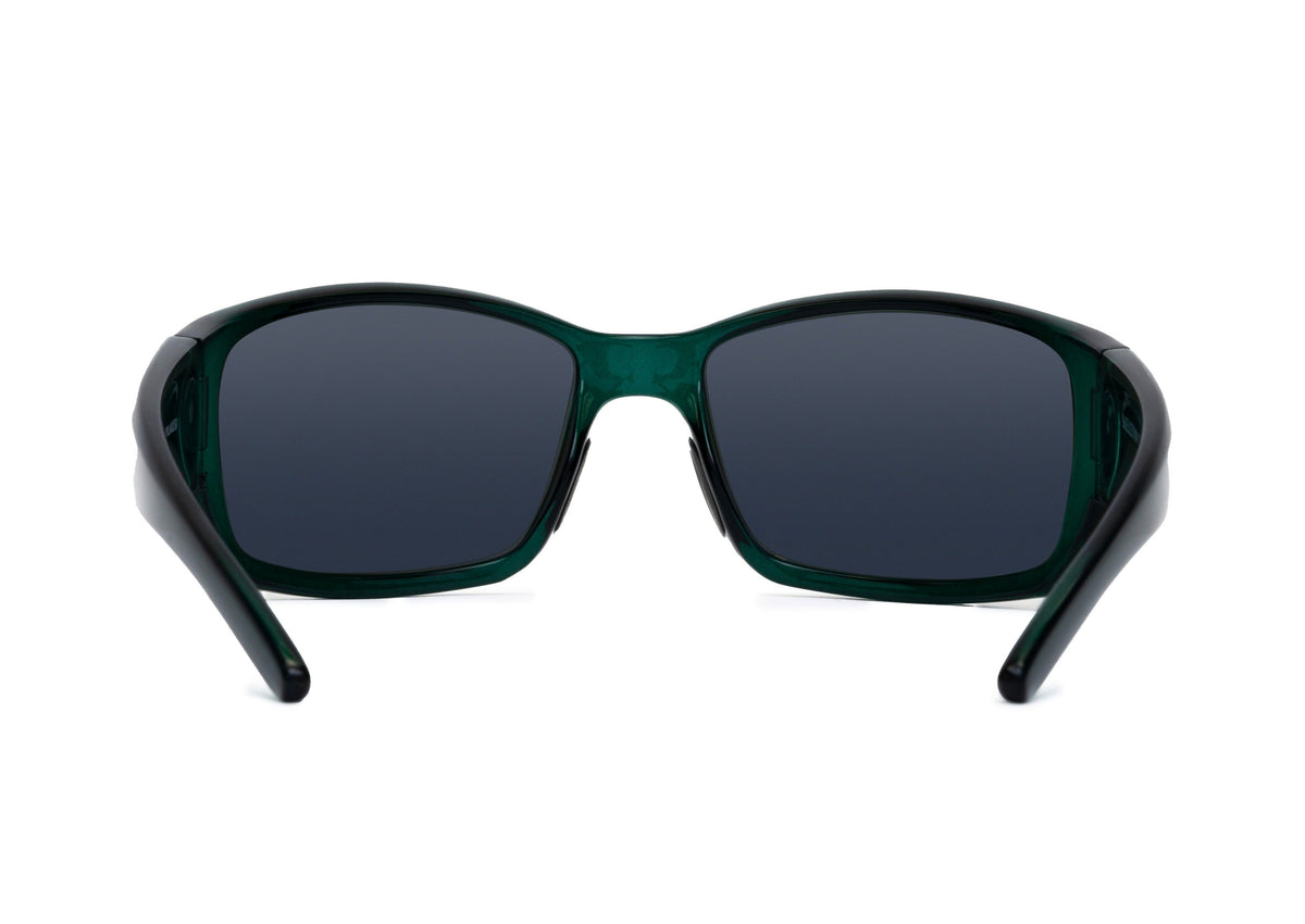 Flo Cobalto Gloss sunglasses in green translucent frame with dark lenses by Skeleton Optics on Tampa Home & Garden Store