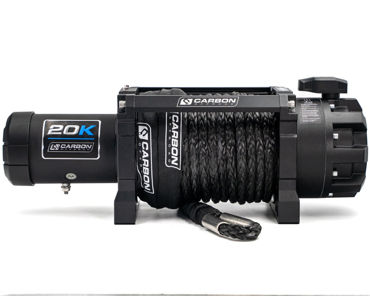 Carbon Offroad Scout Pro 20K winch with black housing and braided rope on Tampa Home & Garden Store