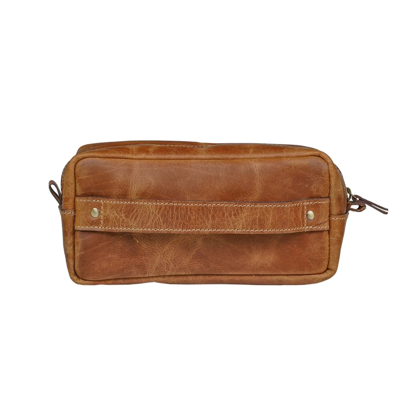MaheTri Buffalo Leather Toiletry Bag brown buffalo leather with reinforced stitching on Tampa Home & Garden Store