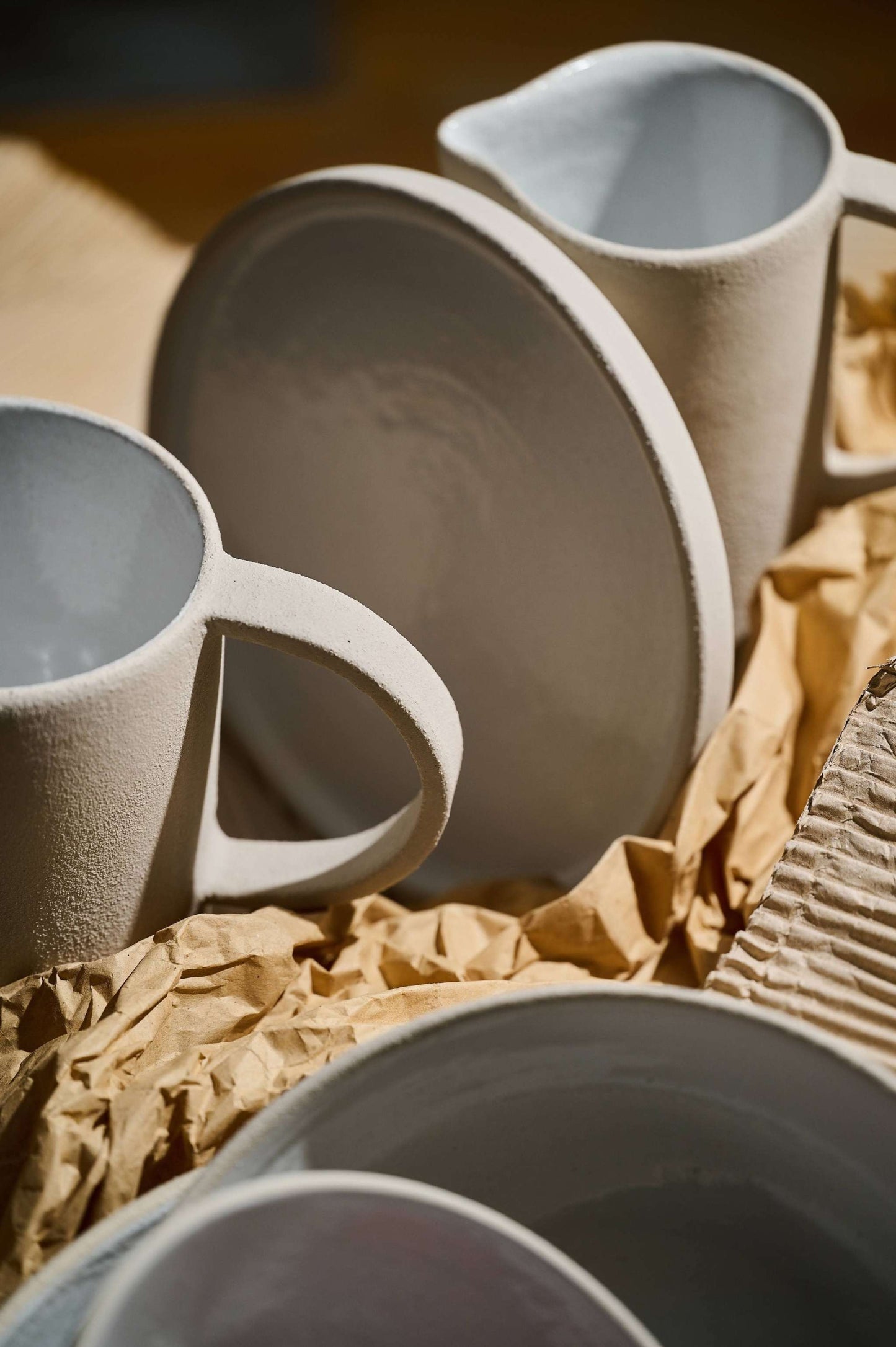 Handmade Stoneware Pitcher With the Raw Edge