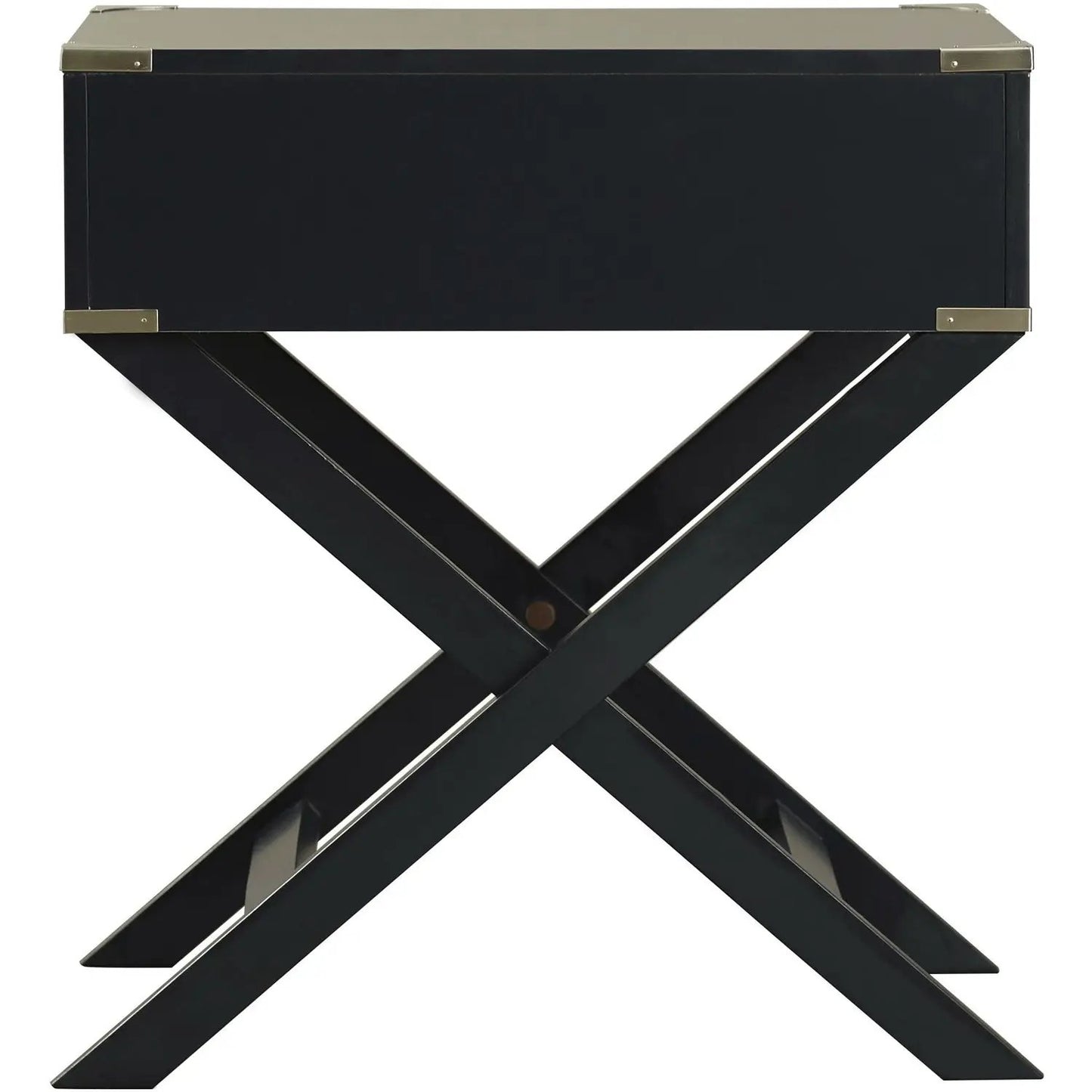 Dark Grey Black 1-Drawer End Table Nightstand with Modern Classic X Style Legs - Tampa Home & Garden Store