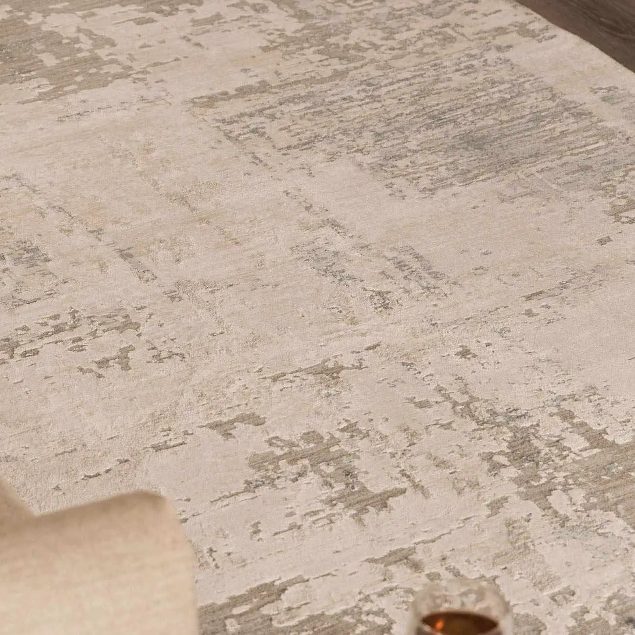 Devonport Thick Luxe Area Rug Olive by Boutique Rugs with a distressed beige-olive pattern on Tampa Home & Garden Store