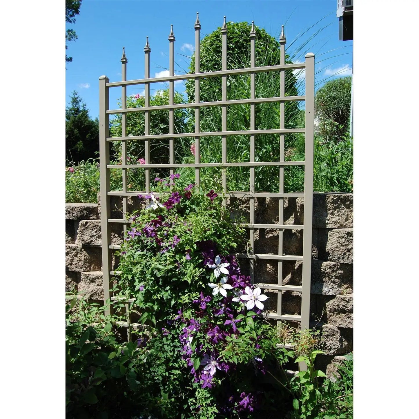 8 Ft Vinyl Trellis in Mocha Brown with Wall Mounting Hardware - Tampa Home & Garden Store