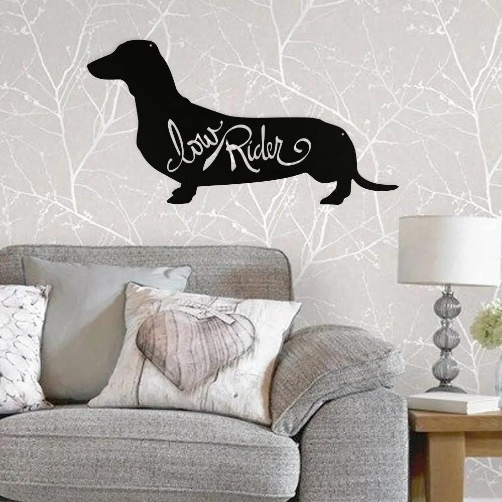 Dachshund Low Rider metal wall art decor by Furr Baby Gifts, black silhouette on Tampa Home & Garden Store