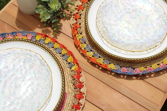 Daisy Raffia Placemat, Colorful Woven tabletop - Tampa Home & Garden Store