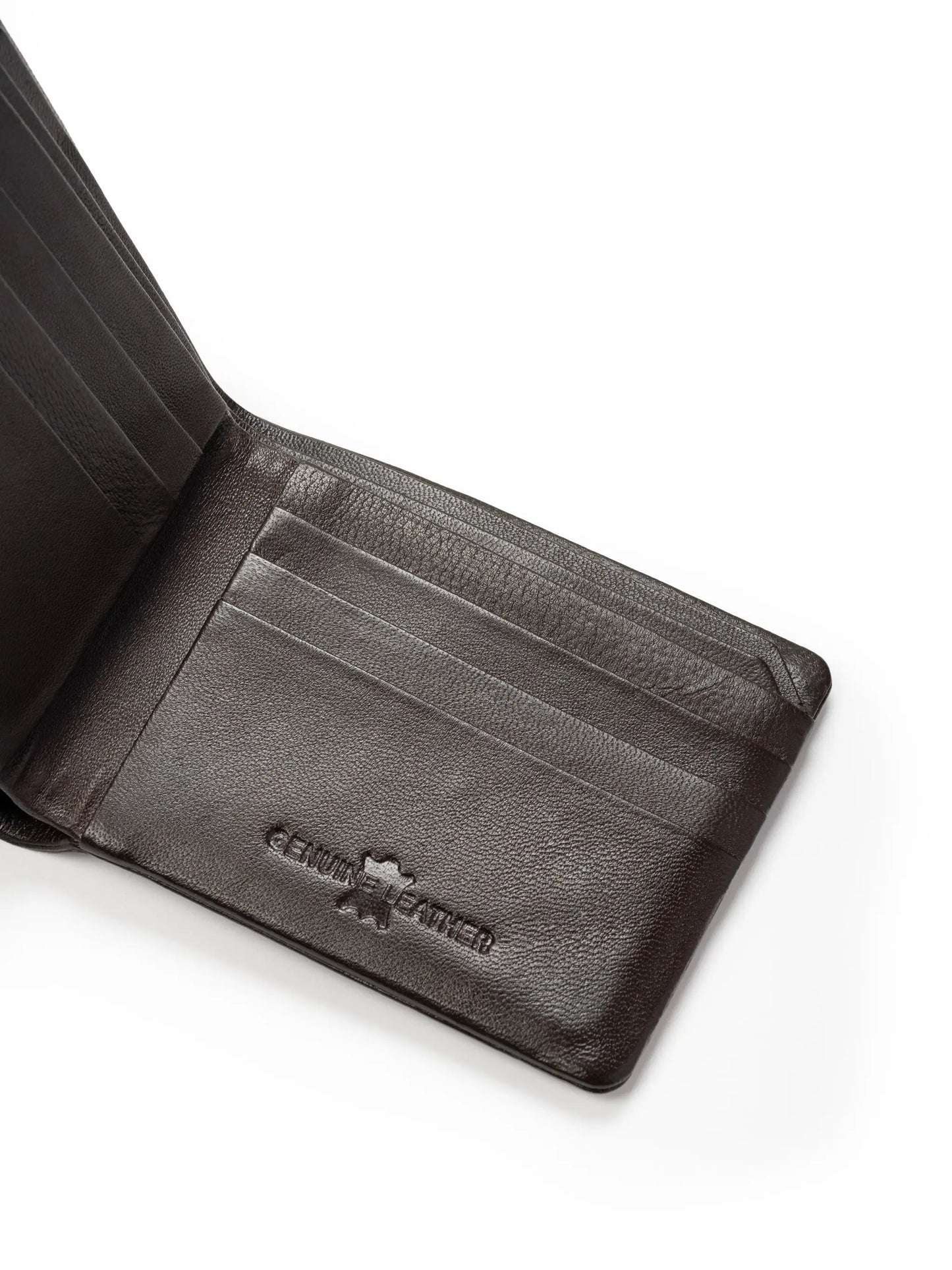 Dark brown Duke bifold wallet with card slots, genuine leather on Tampa Home & Garden Store