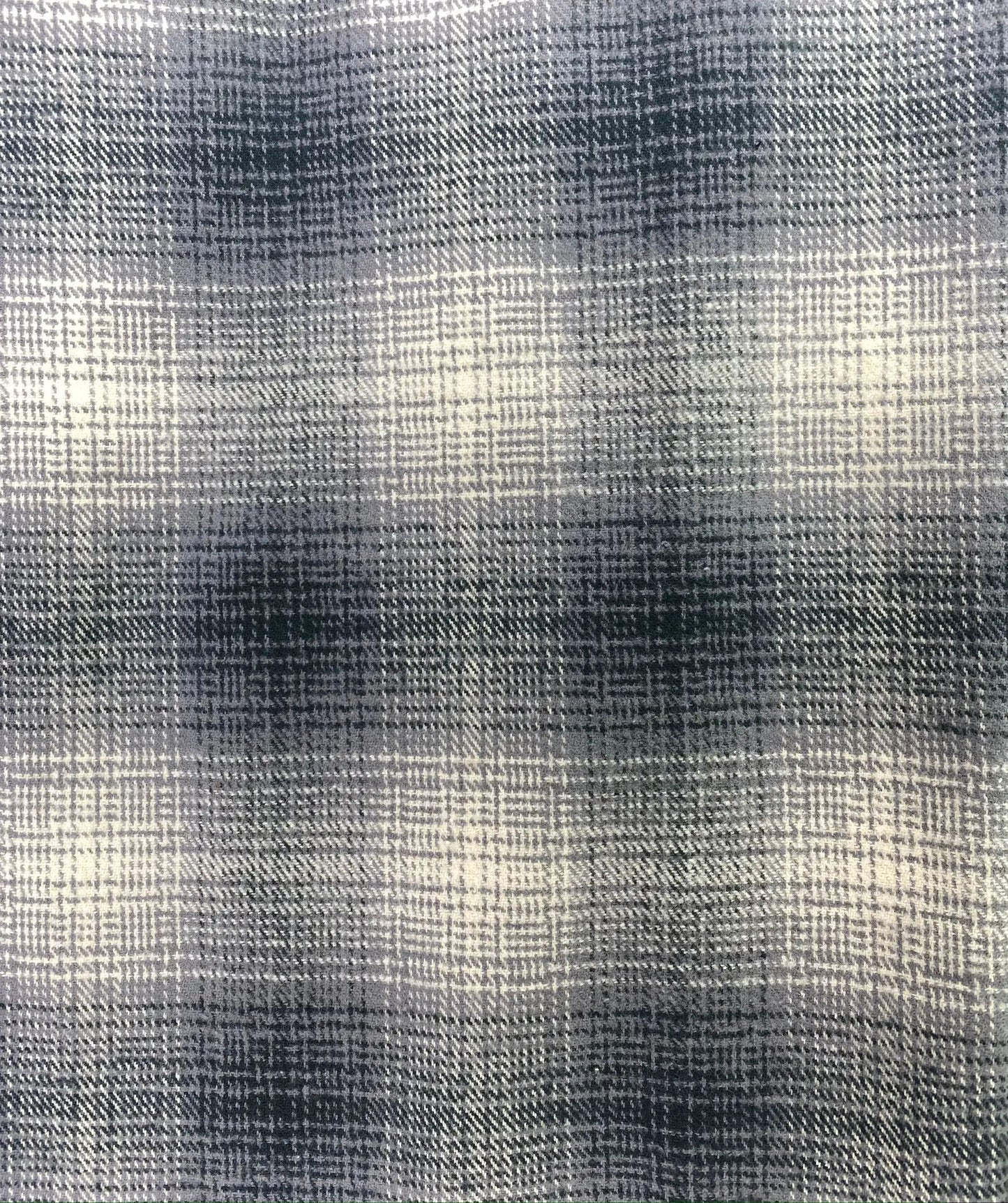 Dark blue ombre plaid flannel scarf, blanket-style with gray accents, Thistle & Stitch on Tampa Home & Garden Store