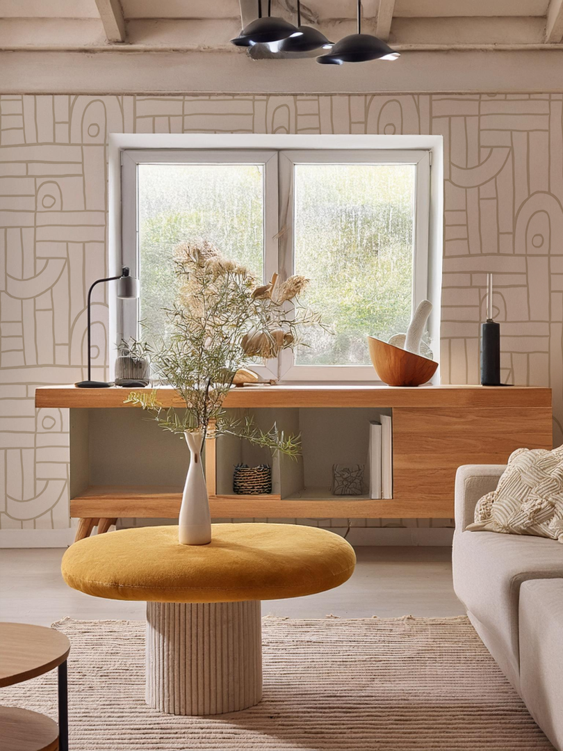 Deco Tile Wallpaper, off-white and neutral - Tampa Home & Garden Store