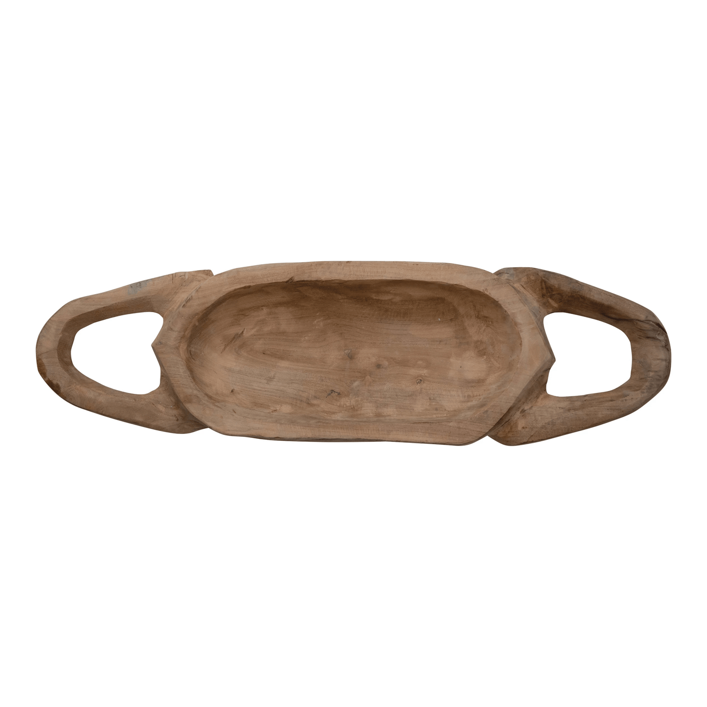 Decorative Hand-Carved Teakwood Tray with Handles - Tampa Home & Garden Store