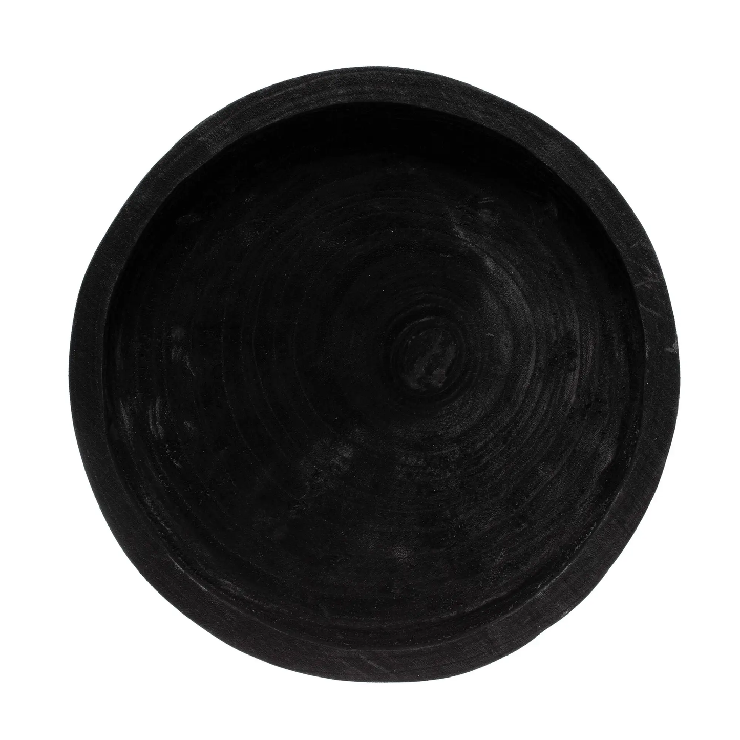 Decorative Paulownia wood tray black, circular, footed design on Tampa Home & Garden Store