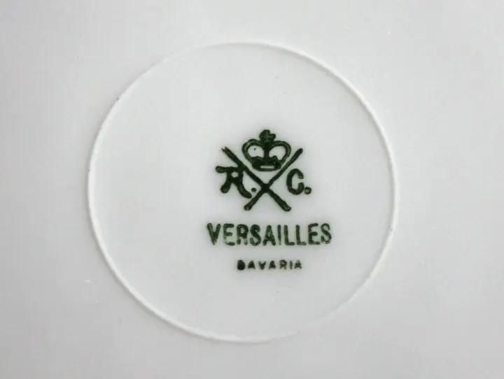 Decorative plate underside showing Versailles Bavaria RC mark on white porcelain on Tampa Home & Garden Store