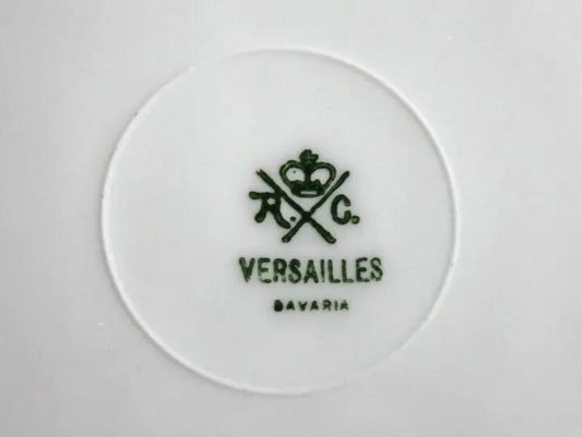 Decorative plate underside showing Versailles Bavaria RC mark on white porcelain on Tampa Home & Garden Store