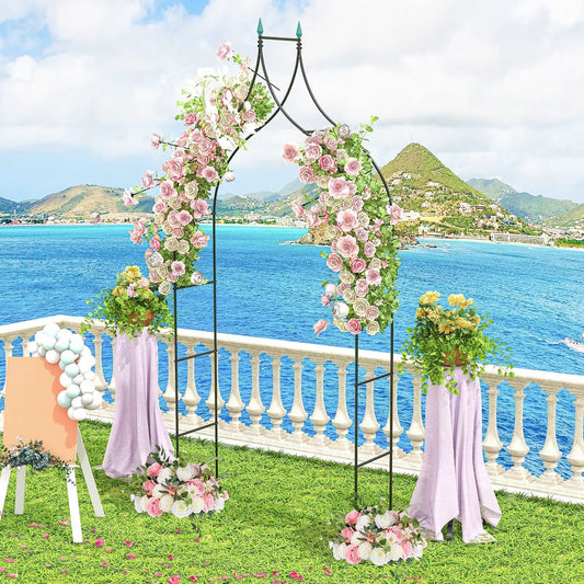 9.5 Feet Decorative Metal Garden Arch for Vine Rose Climbing Wedding Ceremony Party Decoration - Tampa Home & Garden Store