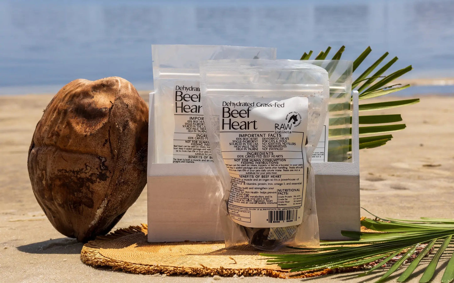 Dehydrated Beef Heart treat, Grass-Fed, two pouches, cat and dog chew, Raw Instincts on Tampa Home & Garden Store