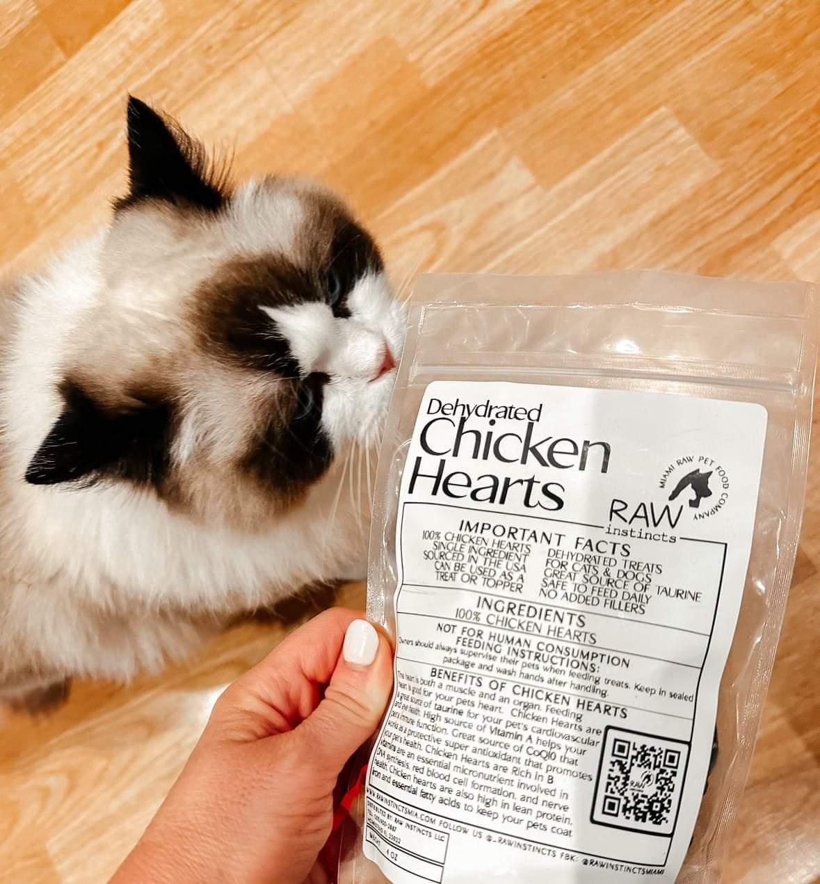 Dehydrated Chicken Hearts – 4oz | Raw Instincts | Single-Ingredient Organ Treat for Cats & Dogs - Tampa Home & Garden Store